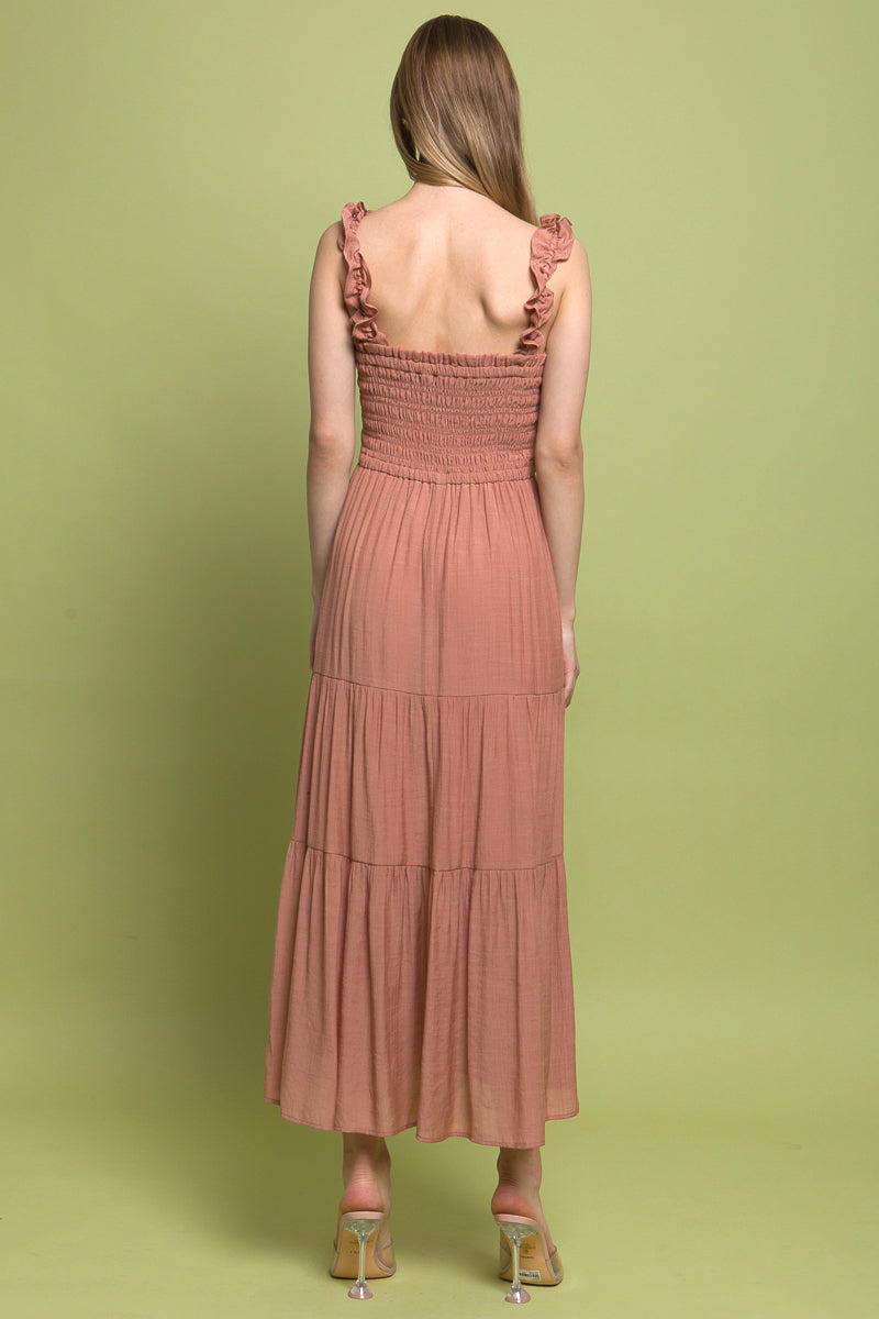 D8082LT Smocked Bodice Maxi Dress