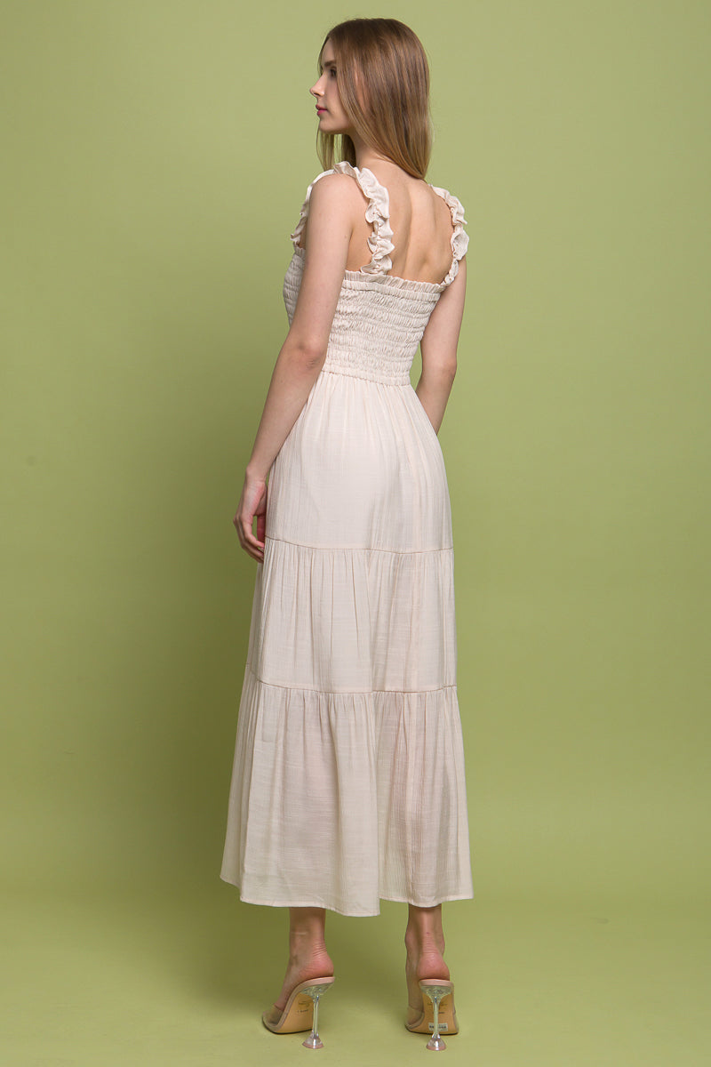 D8082LT Smocked Bodice Maxi Dress