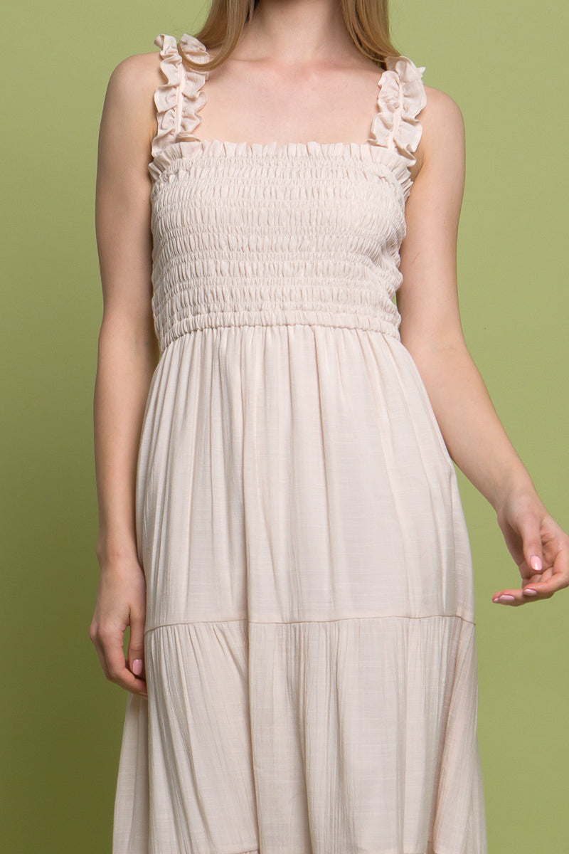 D8082LT Smocked Bodice Maxi Dress