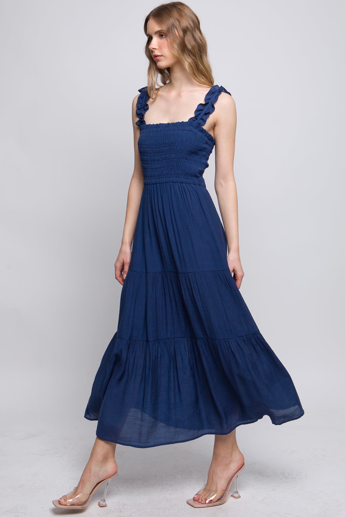 D8082LT Smocked Bodice Maxi Dress