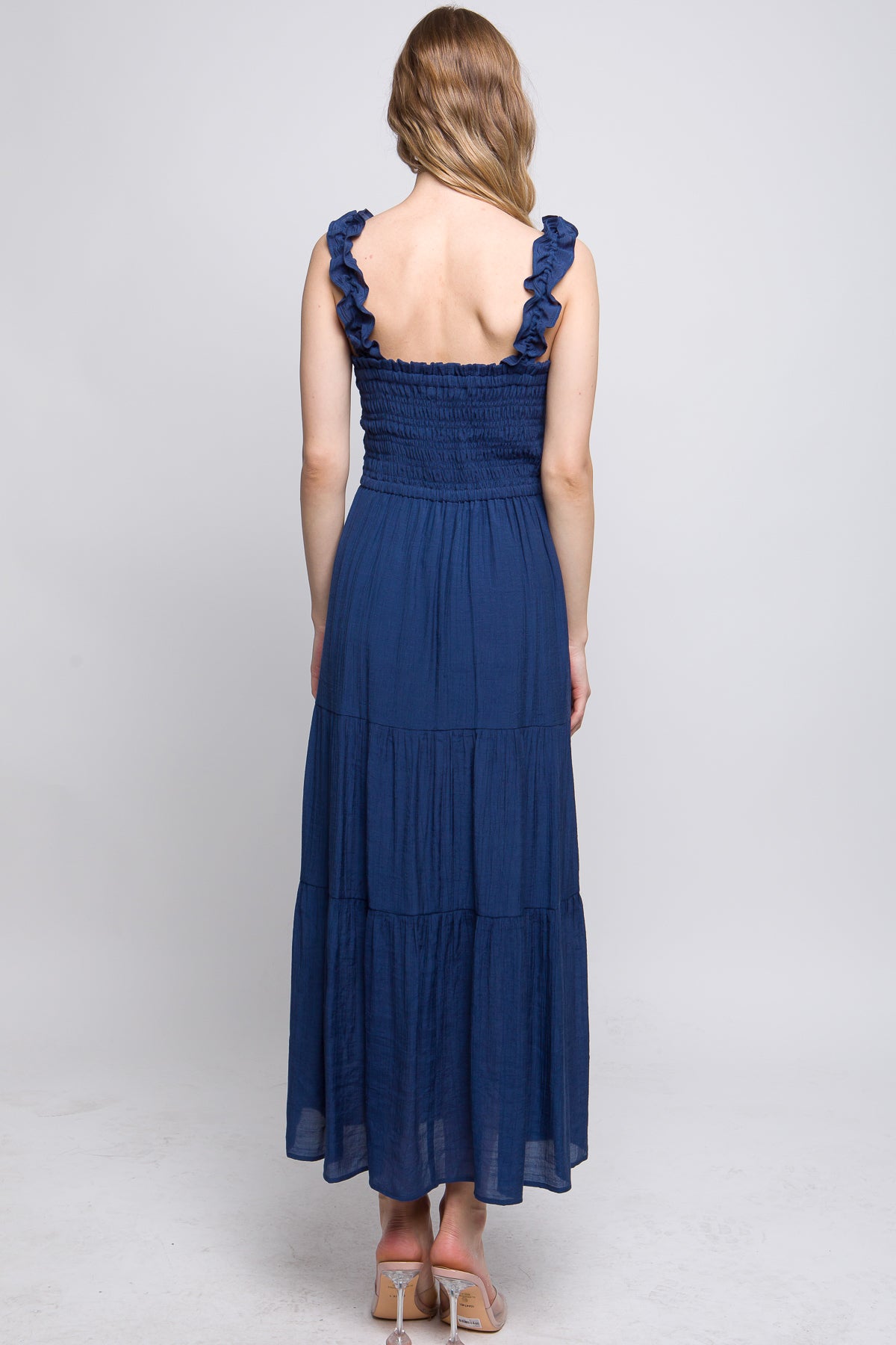 D8082LT  Smocked Bodice Maxi Dress