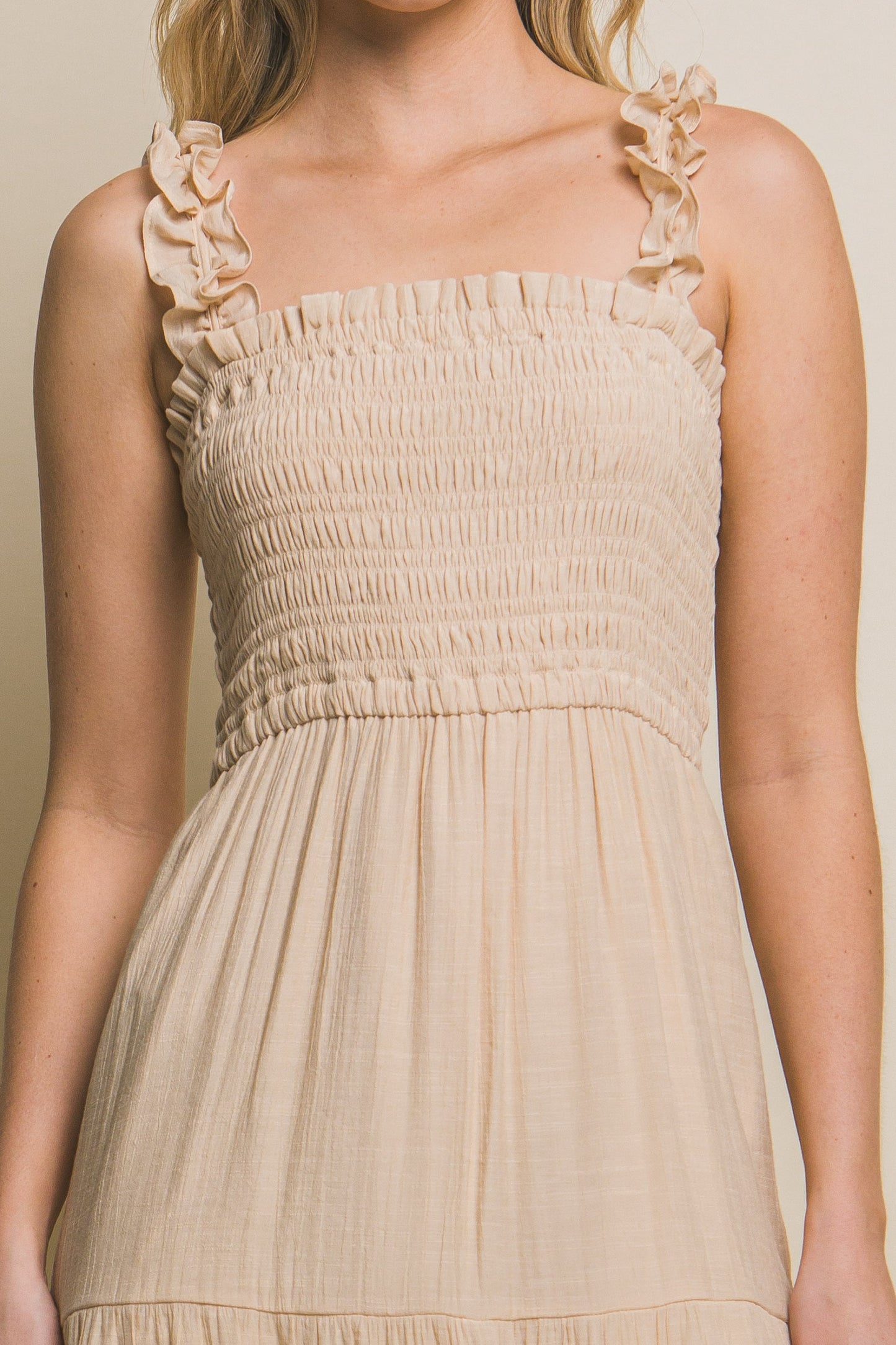 D8082LT Smocked Bodice Maxi Dress