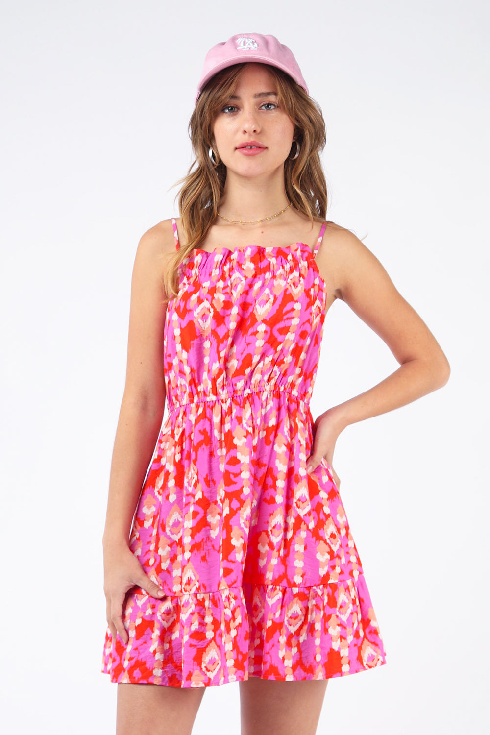 D8003VJ Multi Color Printed Summer Mini Dress