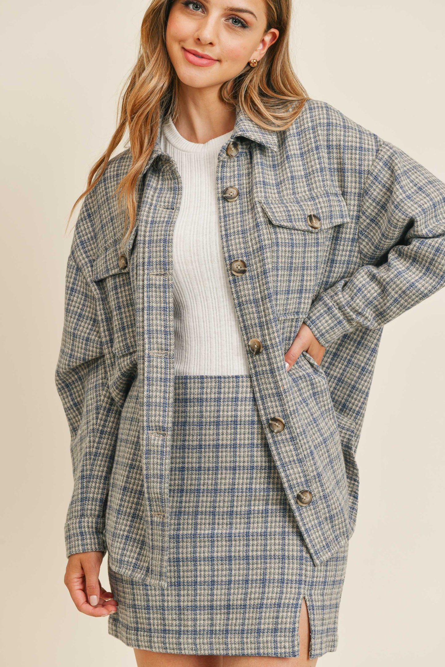 Plaid Woven Mini Skirt With Slit