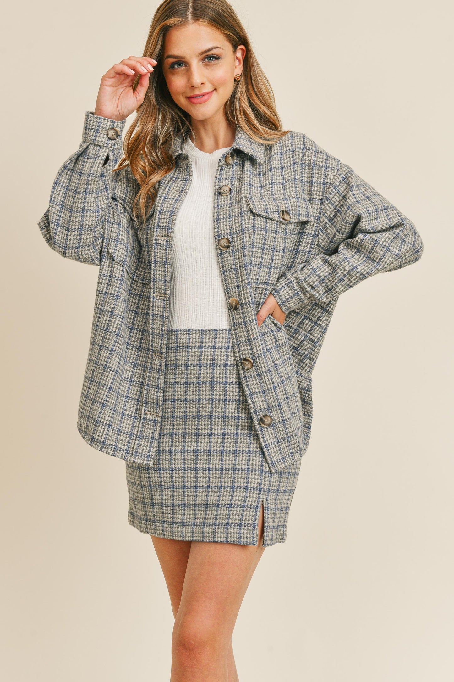 Plaid Woven Mini Skirt With Slit
