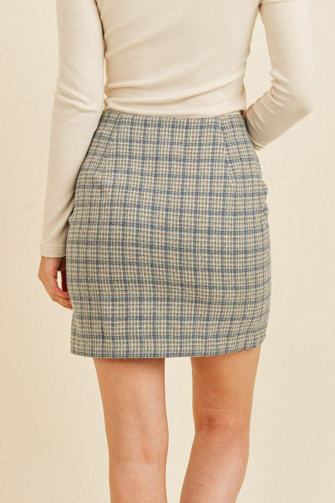 Plaid Woven Mini Skirt With Slit