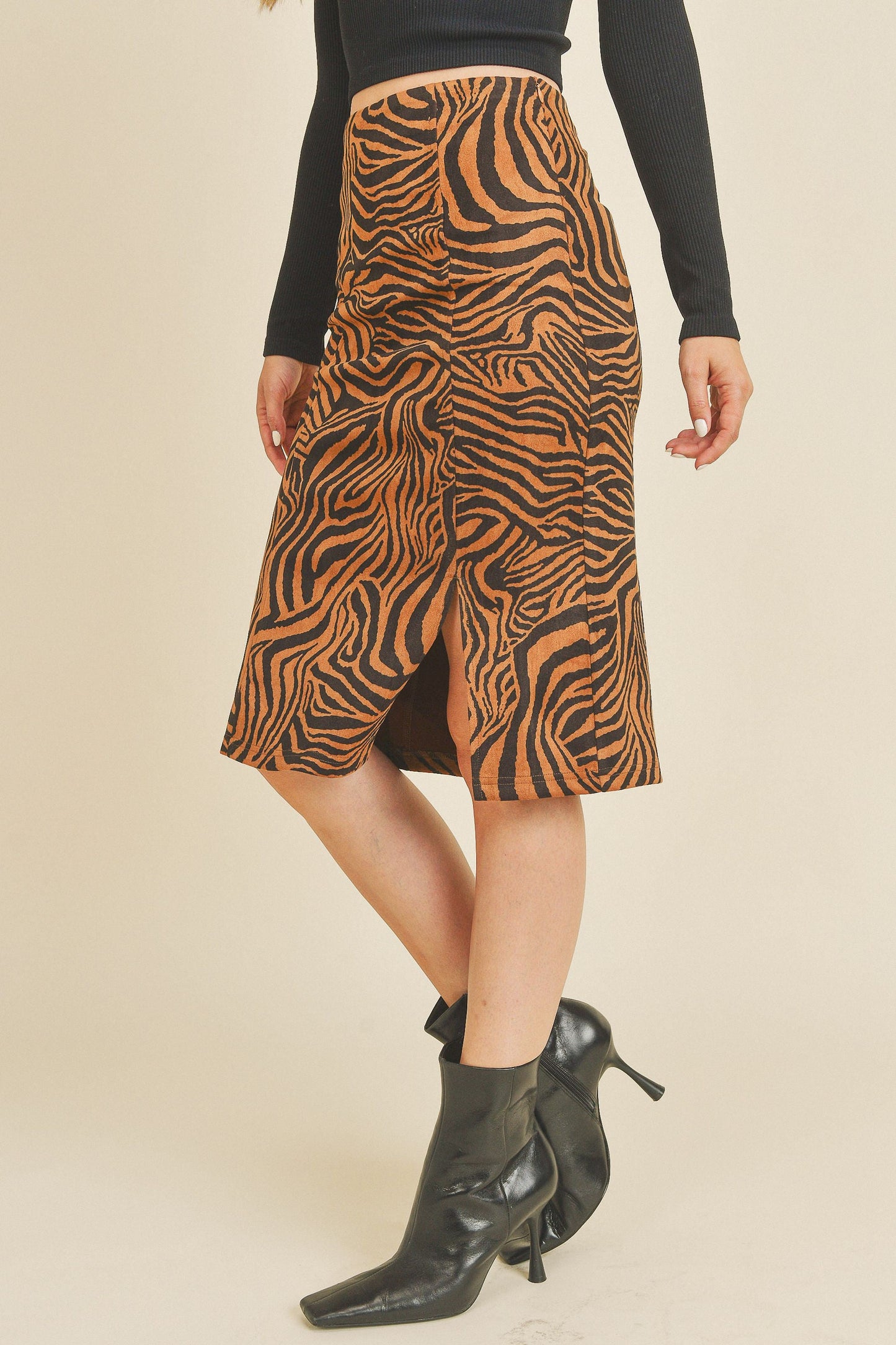 Below The Knee Printed Skirt