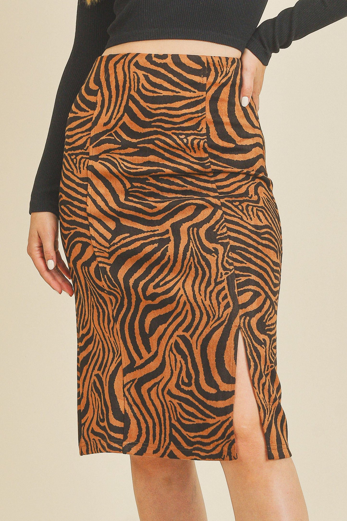 Below The Knee Printed Skirt
