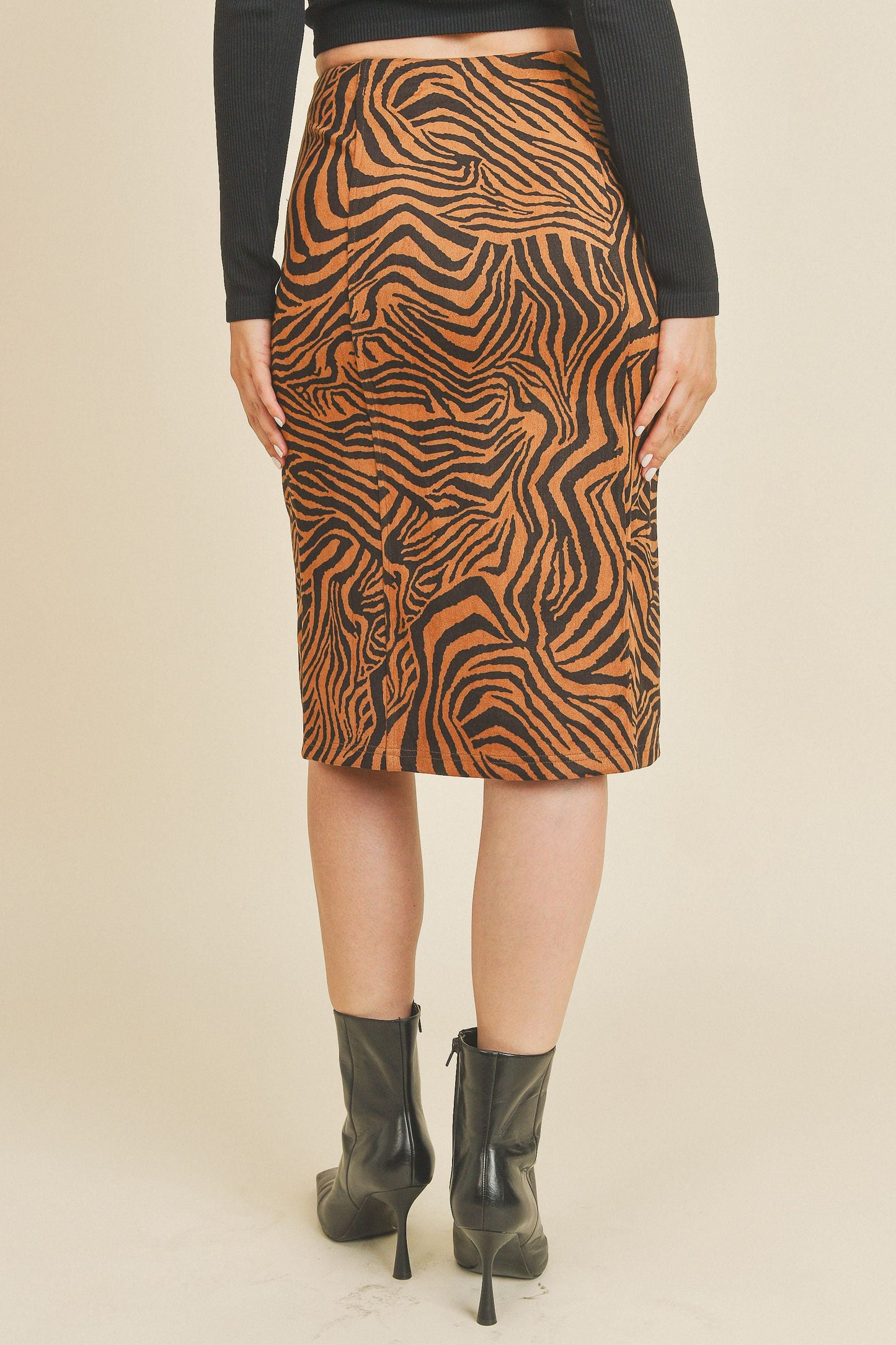Below The Knee Printed Skirt