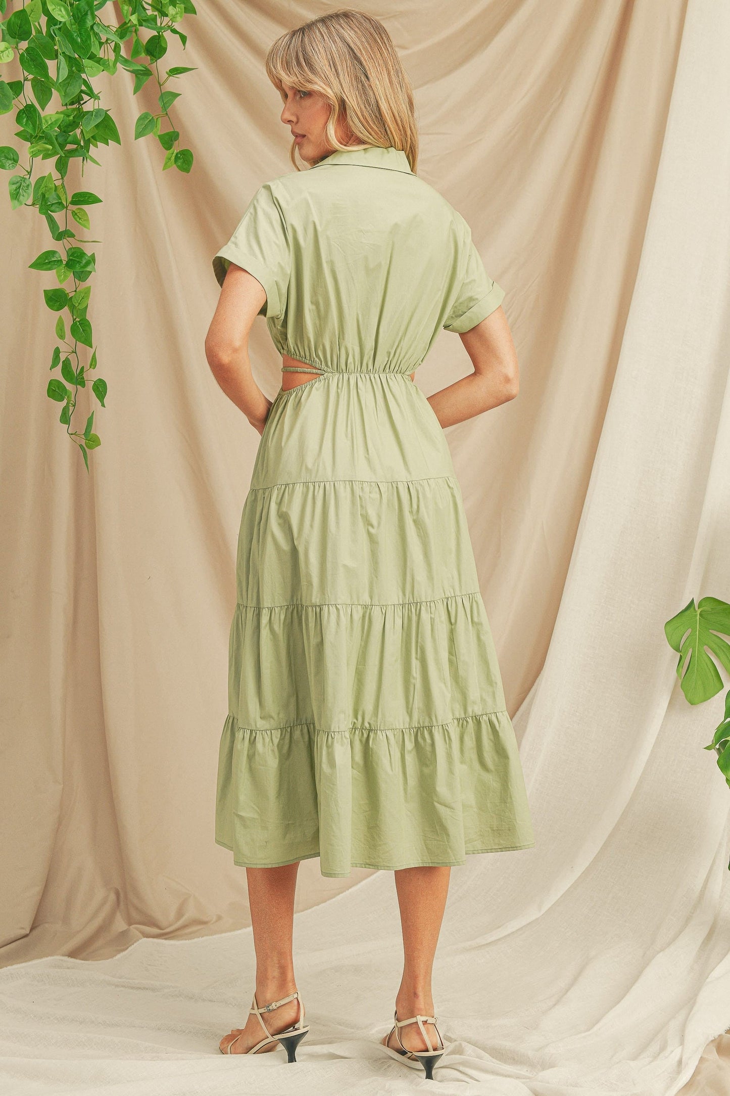 Open Waist Short Sleeve Dress