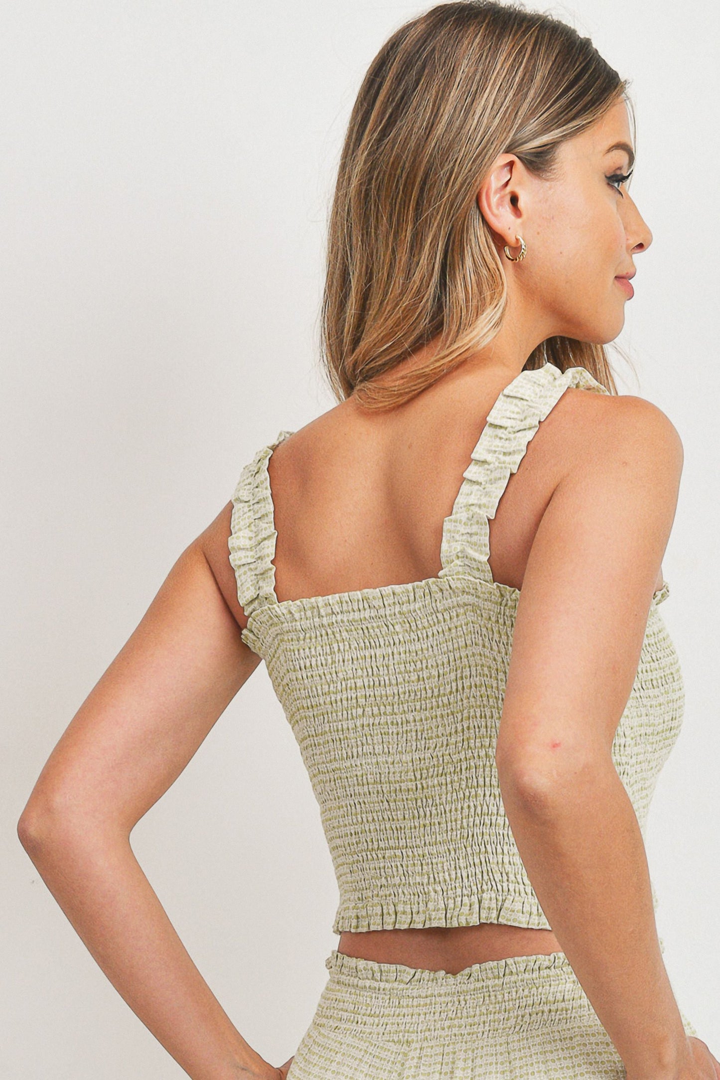 Frill Strap Smocking Top