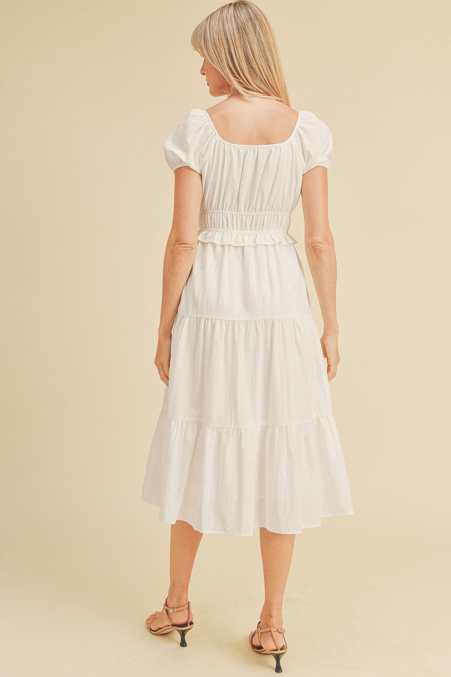 Double Elastic Waist Short Sleeve Dress