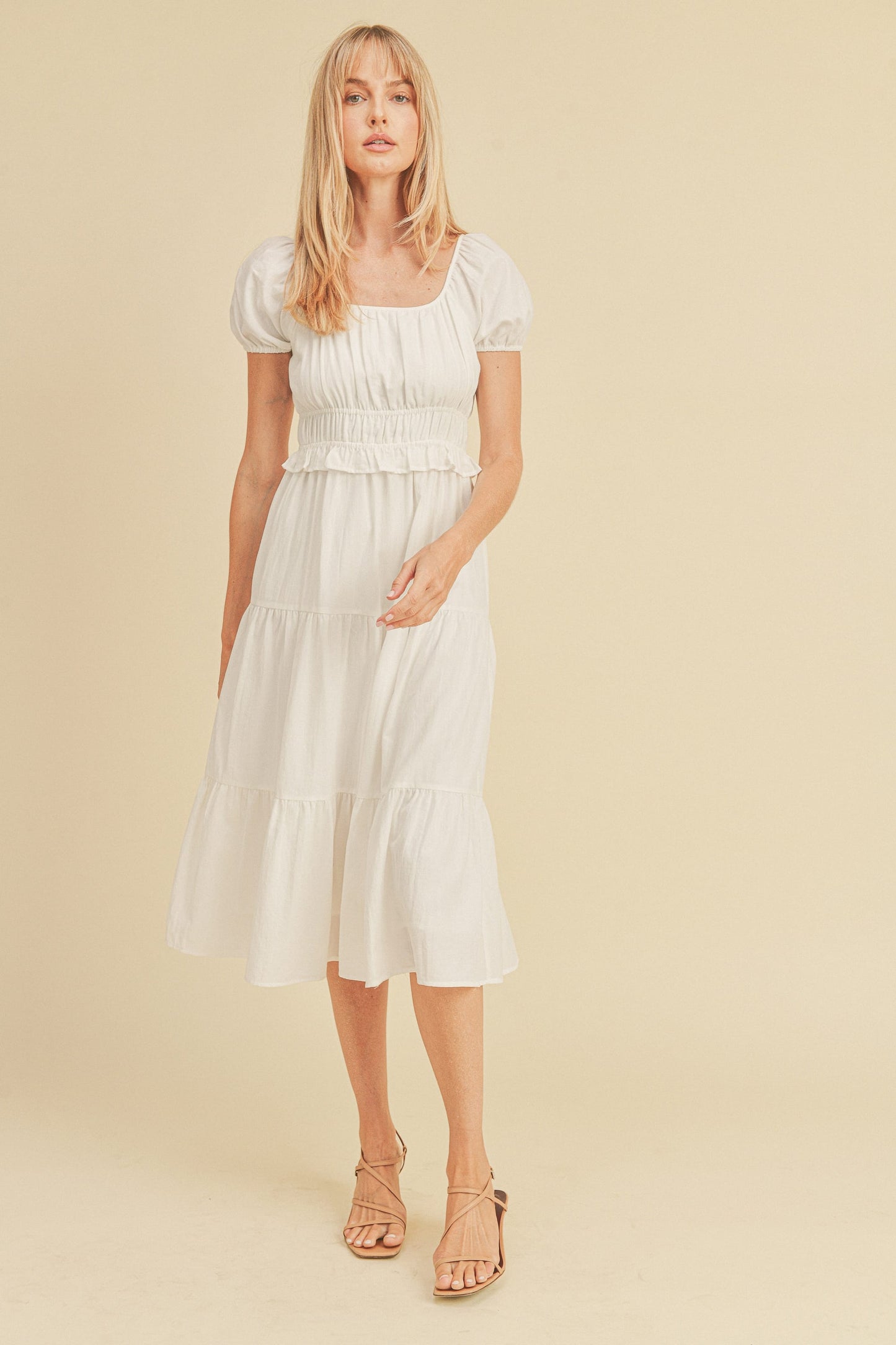 Double Elastic Waist Short Sleeve Dress