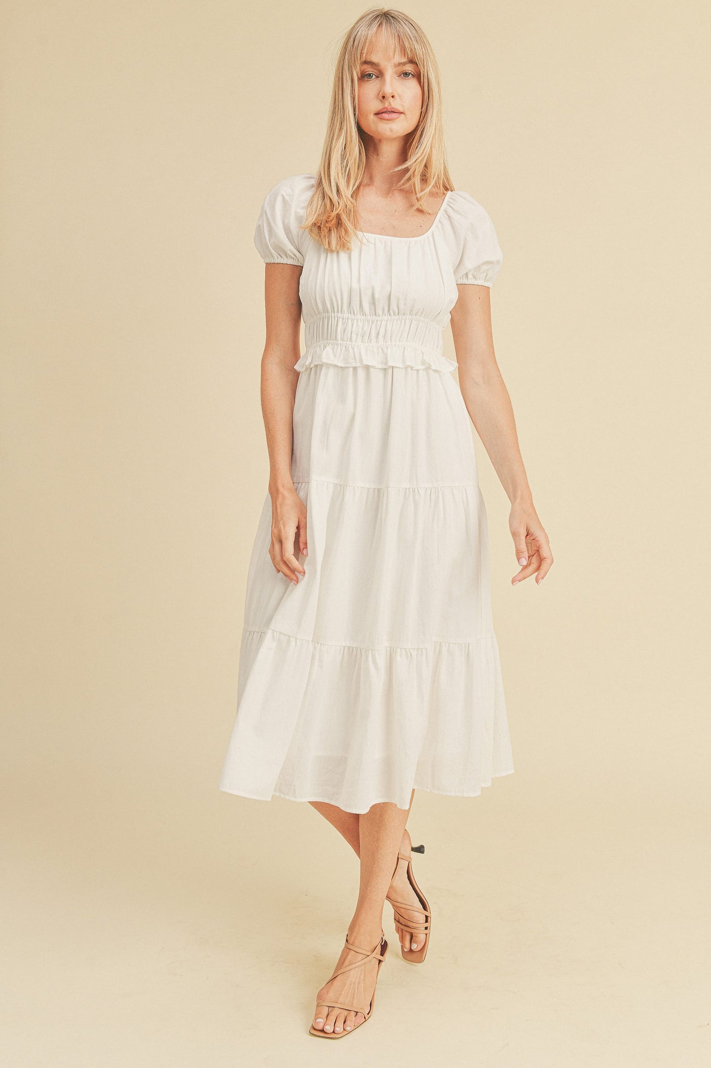Double Elastic Waist Short Sleeve Dress