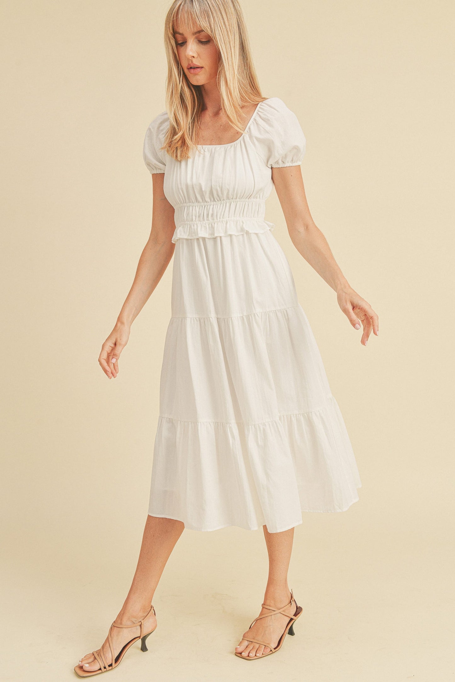 Double Elastic Waist Short Sleeve Dress