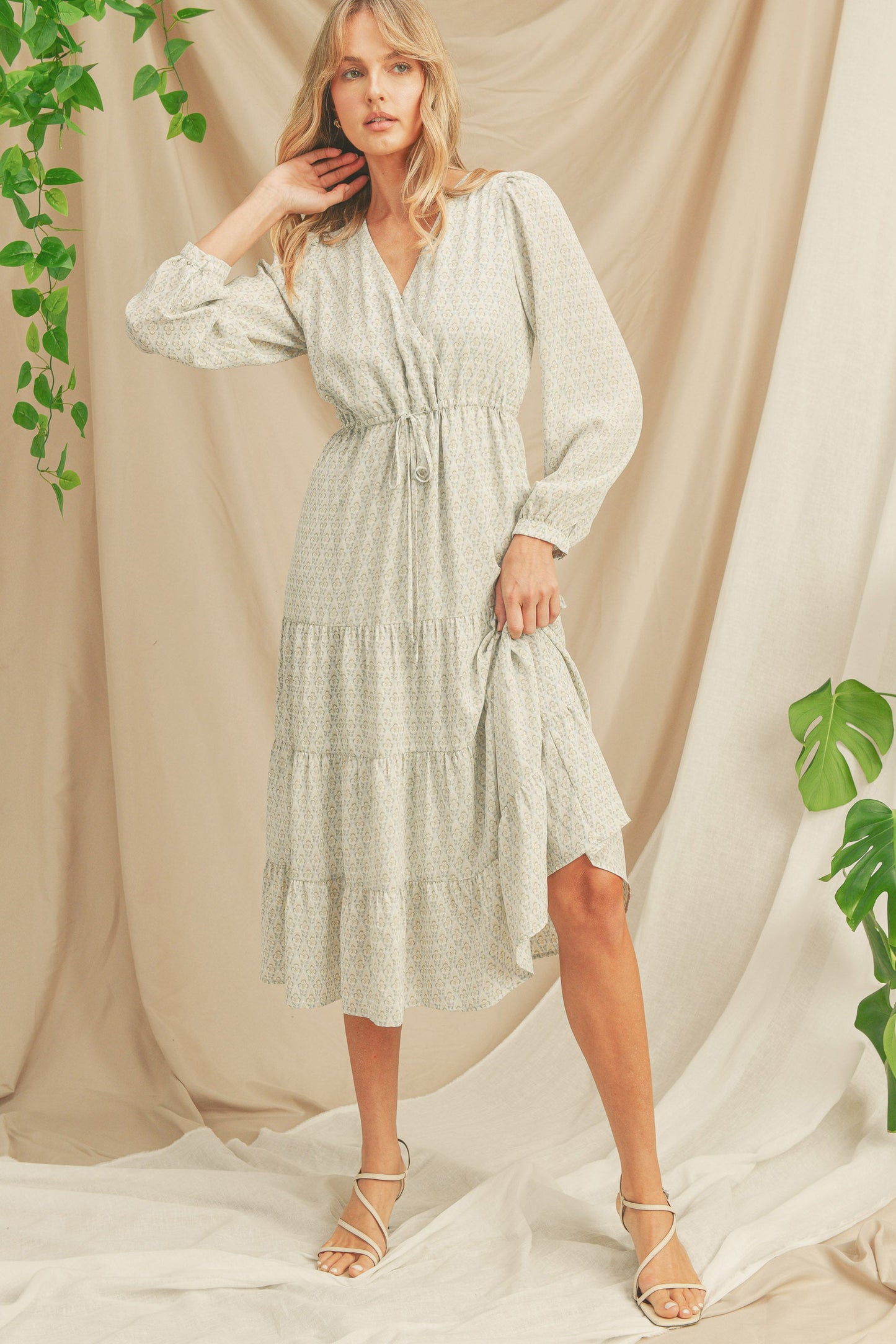 Surplice Dress Long Sleeve Maxi Dress