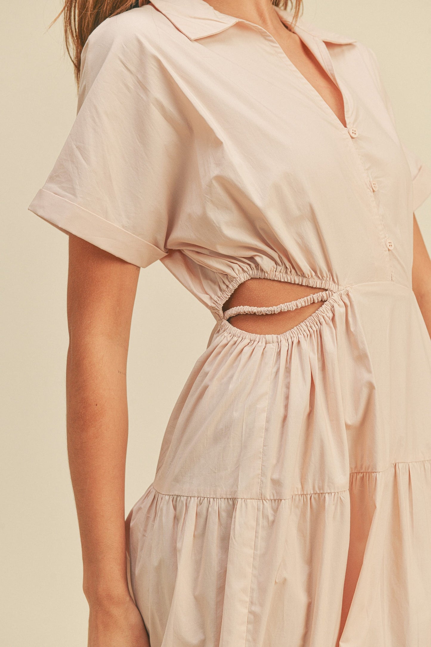 Open Waist Short Sleeve Dress