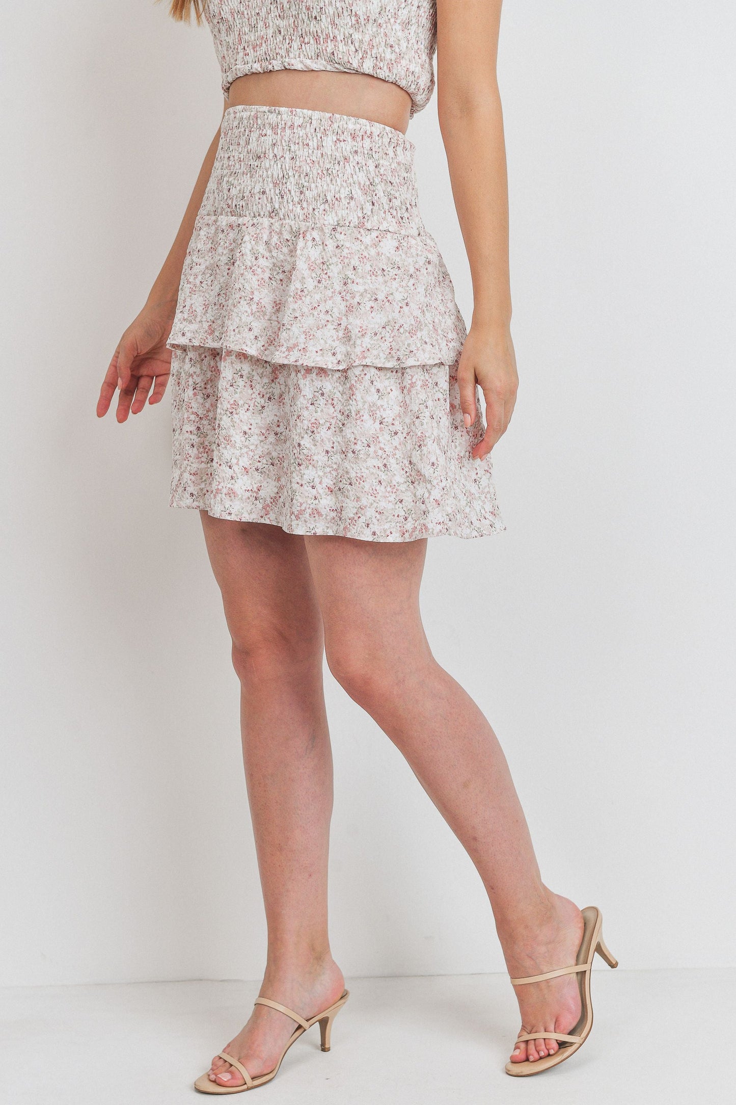 Smocking Waist Two Layer Skirt