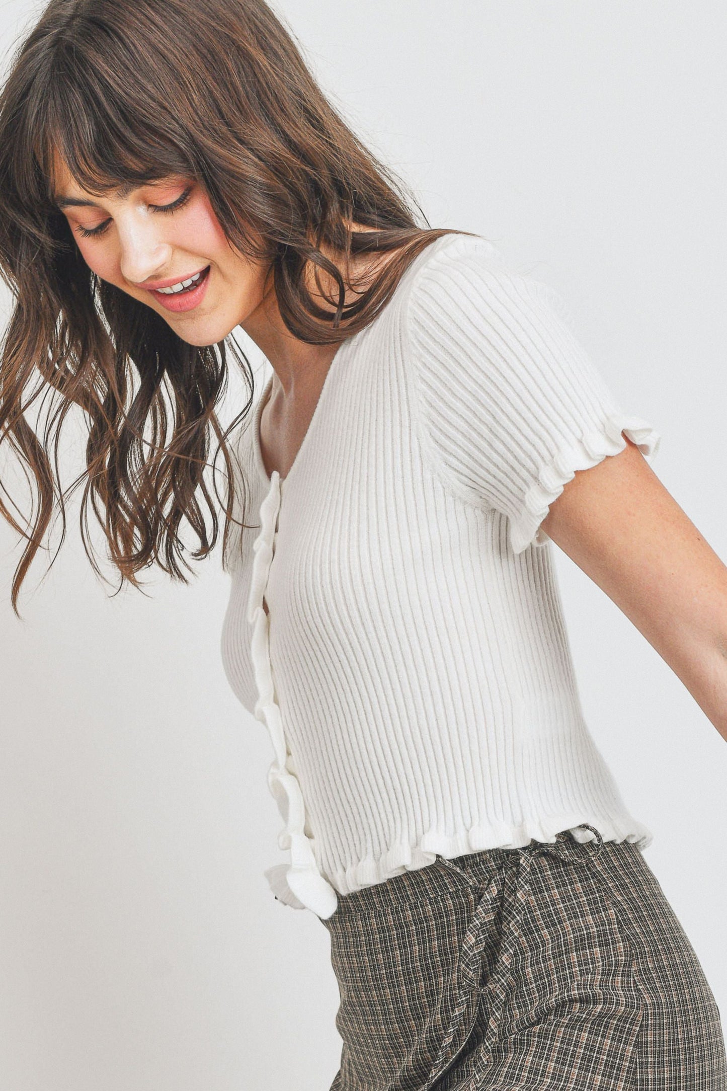Rib Knit Button Up Tee