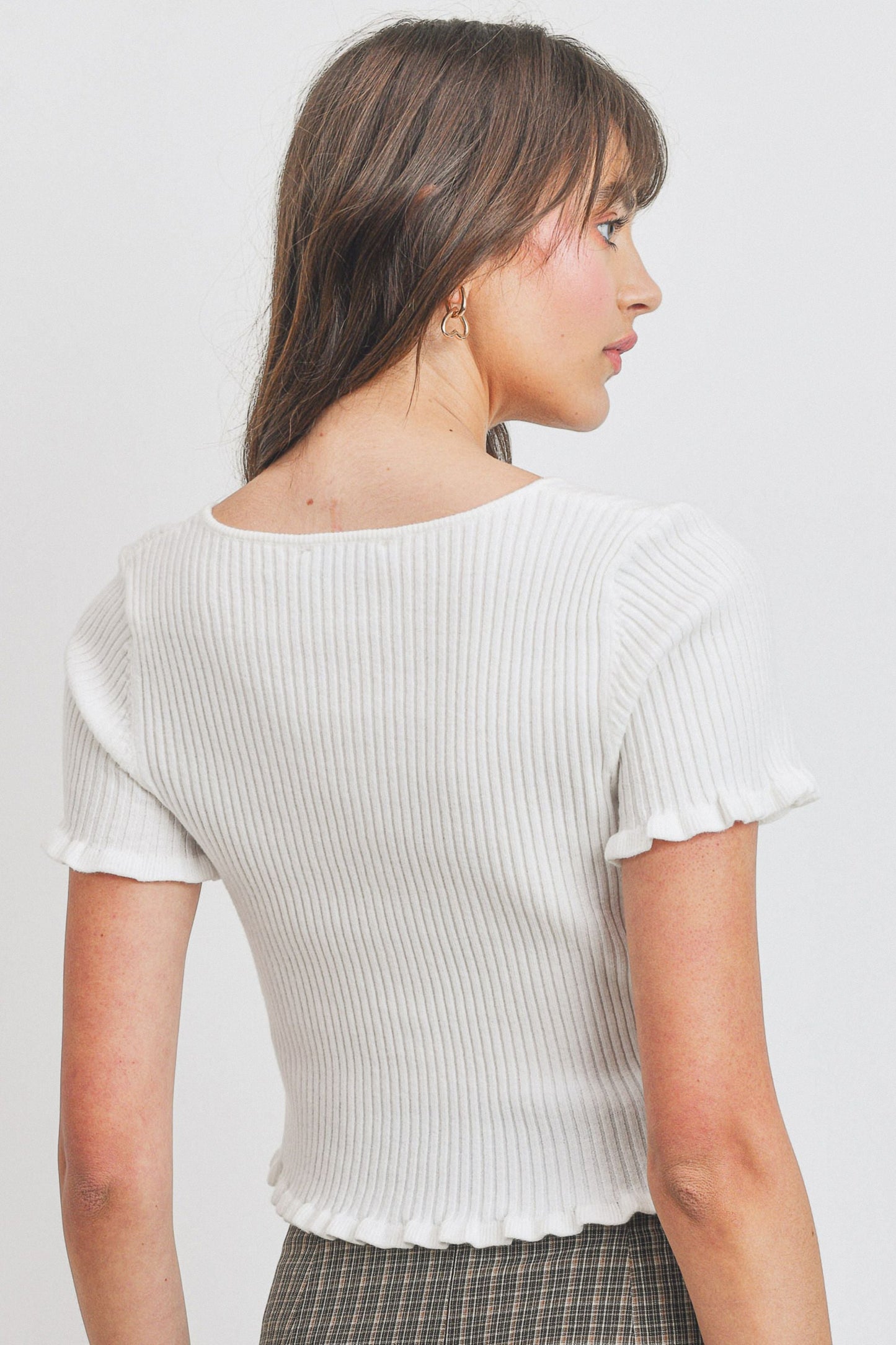 Rib Knit Button Up Tee