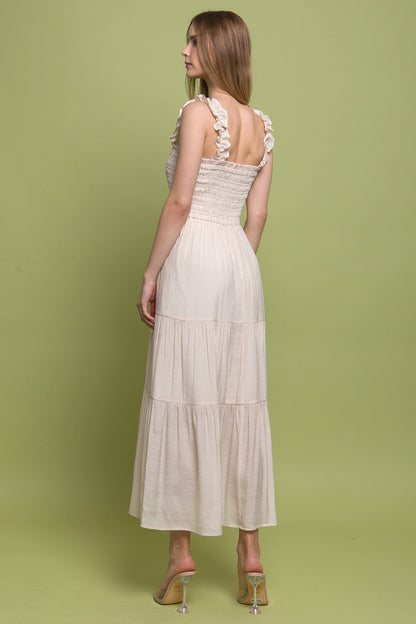 D8082LT  Smocked Bodice Maxi Dress