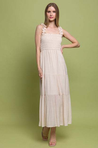 D8082LT  Smocked Bodice Maxi Dress