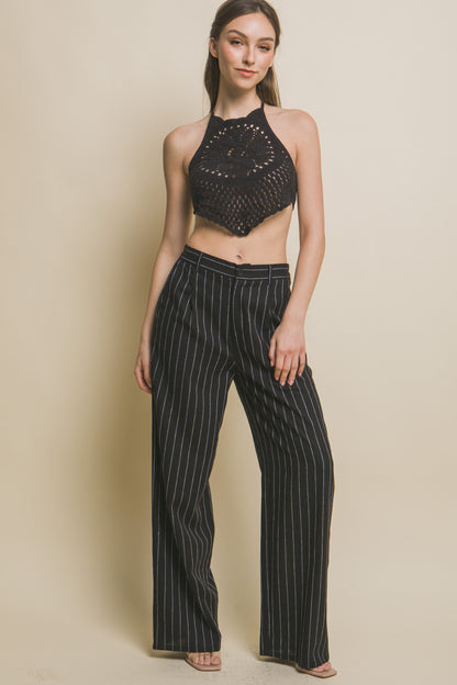 T8004LT Neck Halter Crop Top