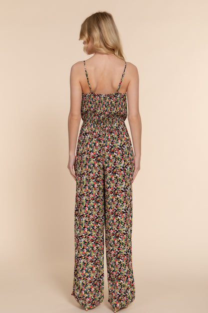 R8011AB FLORAL PRINT WOVEN CAMI JUMPSUIT