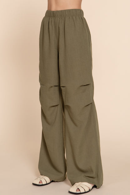 P8086AB LINEN EFFECT PARACHUTE PANTS