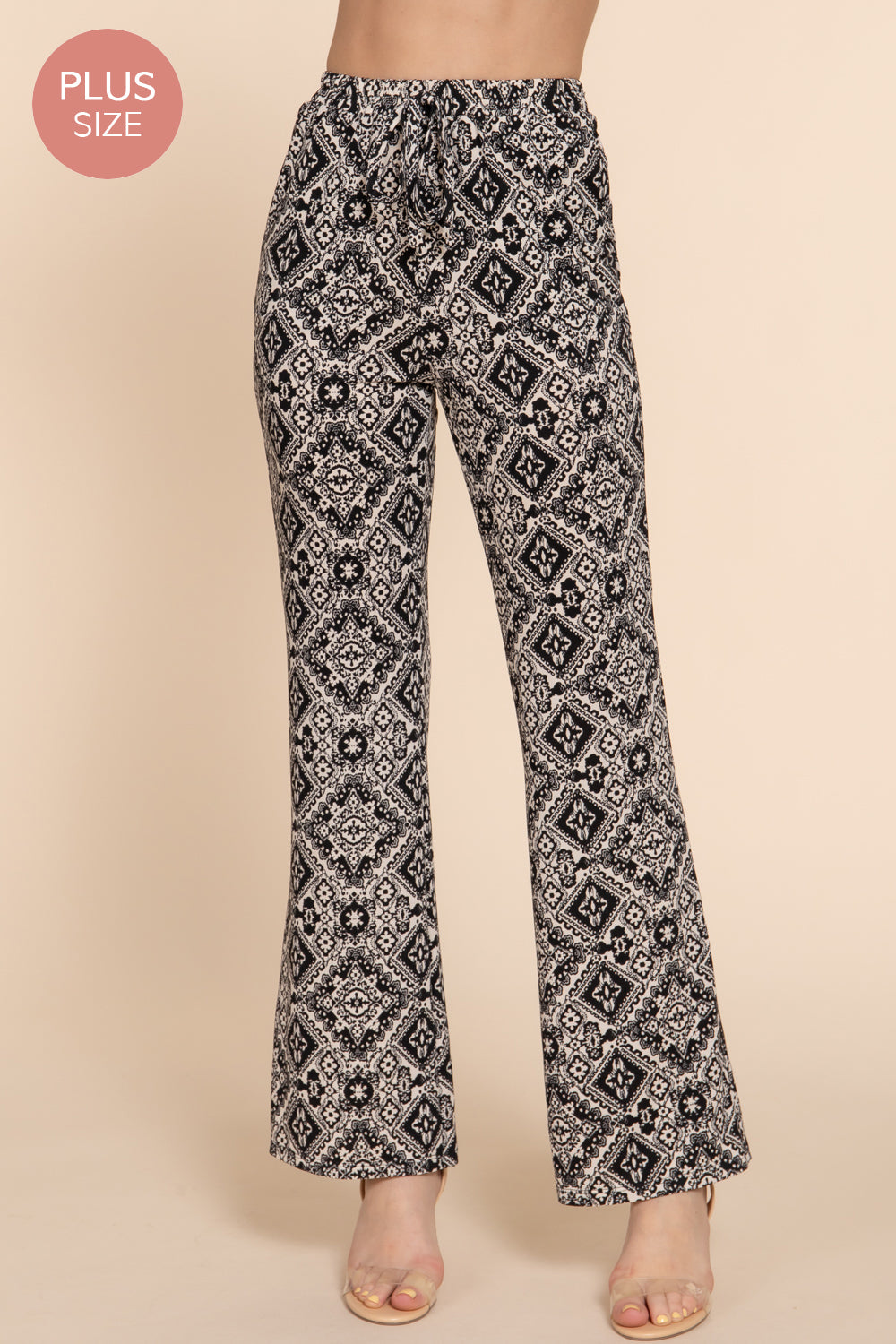 PL8012AB  STRETCH PRINT STRAIGHT LONG PANTS