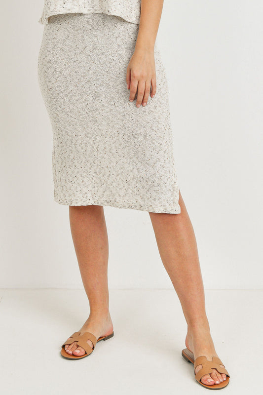 Waist Elastic With Side Slits Sweater Skirt