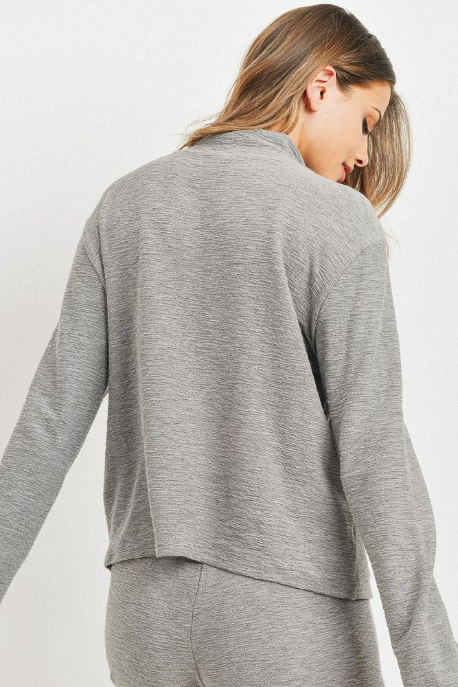 Textured Knit Fabric Turtle Neck Long Sleeve Top