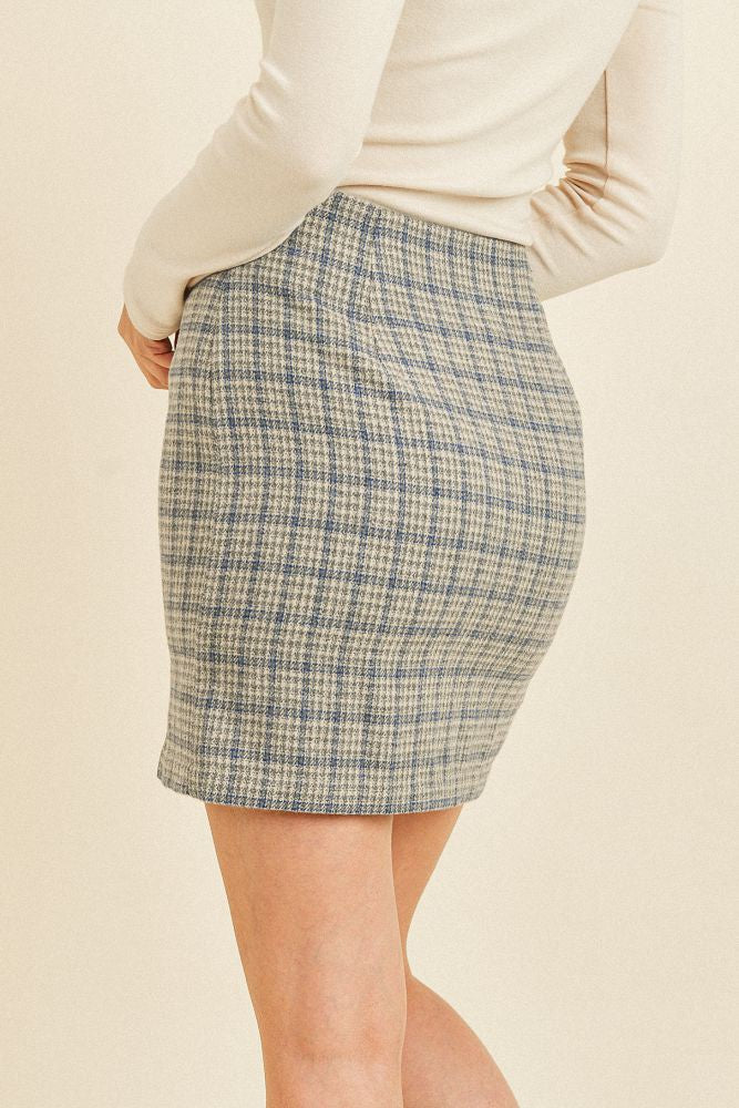Plaid Woven Mini Skirt With Slit