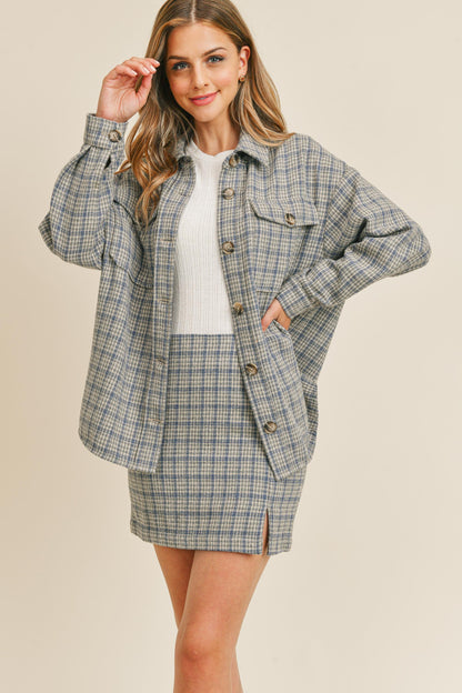 Plaid Woven Mini Skirt With Slit