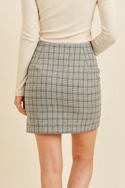Plaid Woven Mini Skirt With Slit