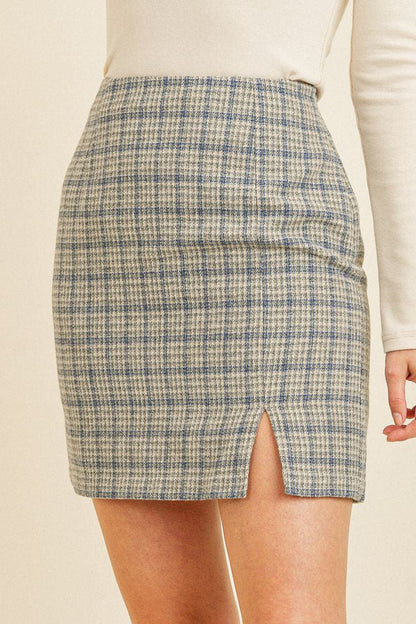 Plaid Woven Mini Skirt With Slit