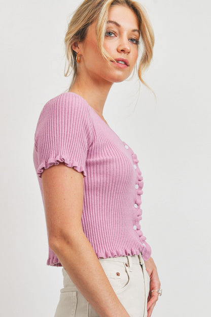 Rib Knit Button Up Tee