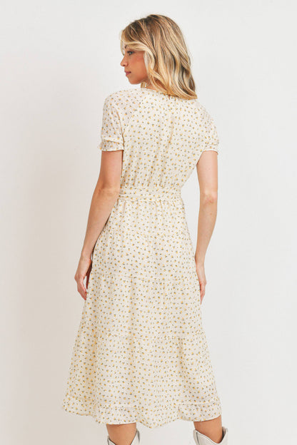 Short Sleeve Round Neck Bow Tie Dress