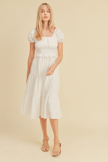 Double Elastic Waist Short Sleeve Dress
