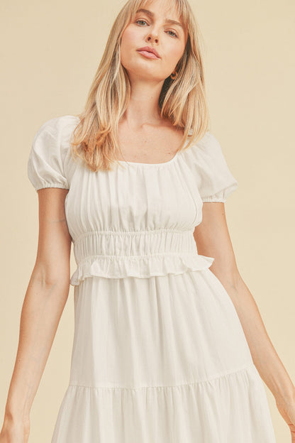 Double Elastic Waist Short Sleeve Dress