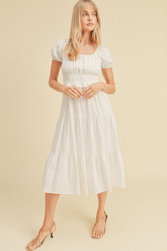 Double Elastic Waist Short Sleeve Dress