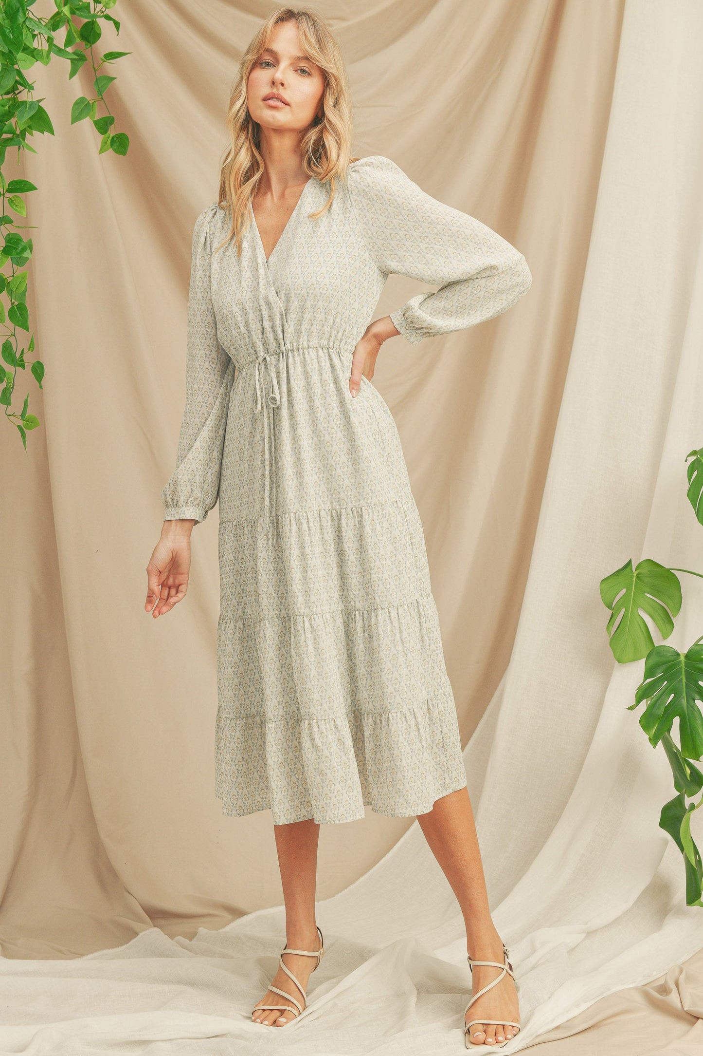 Surplice Dress Long Sleeve Maxi Dress