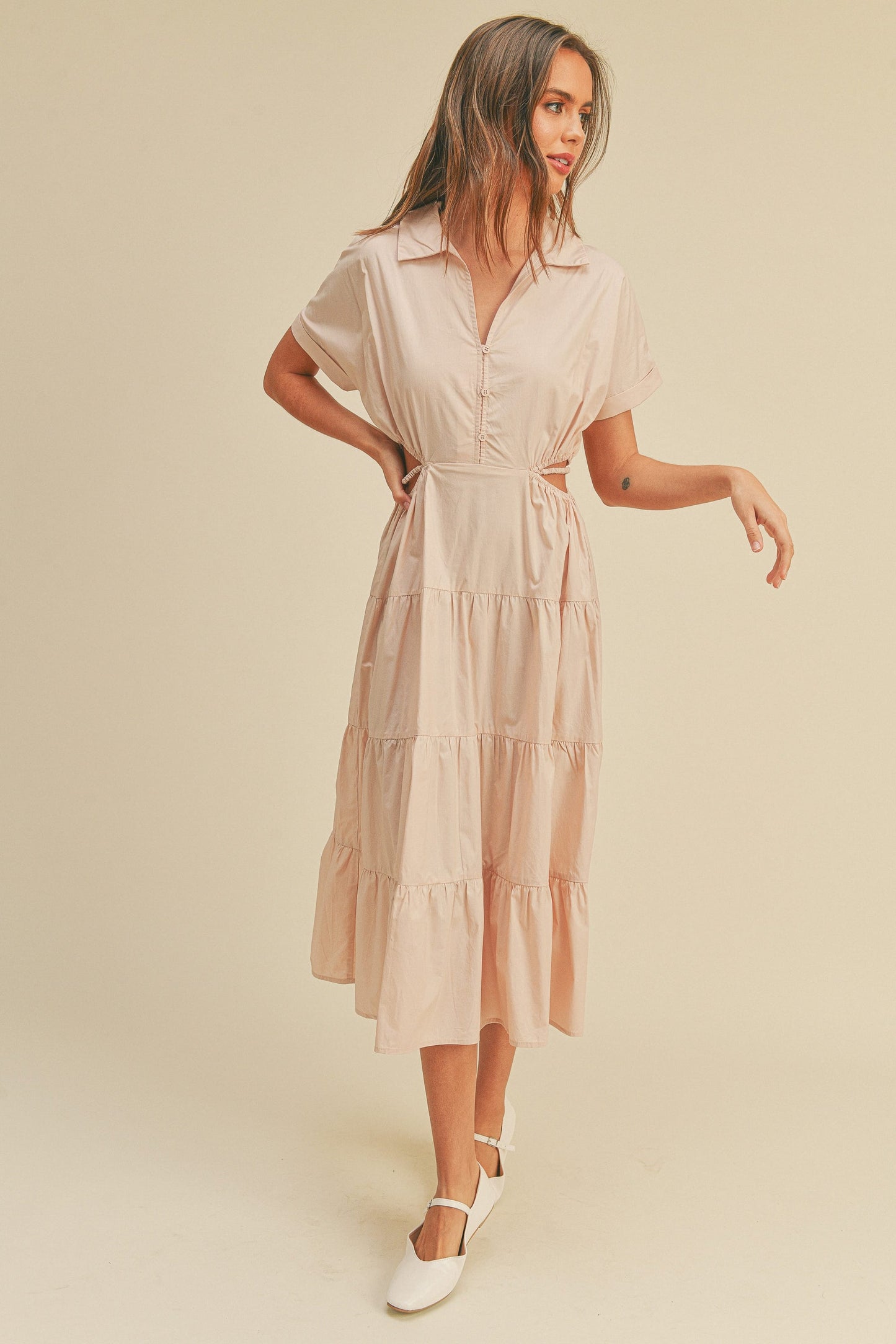 Open Waist Short Sleeve Dress