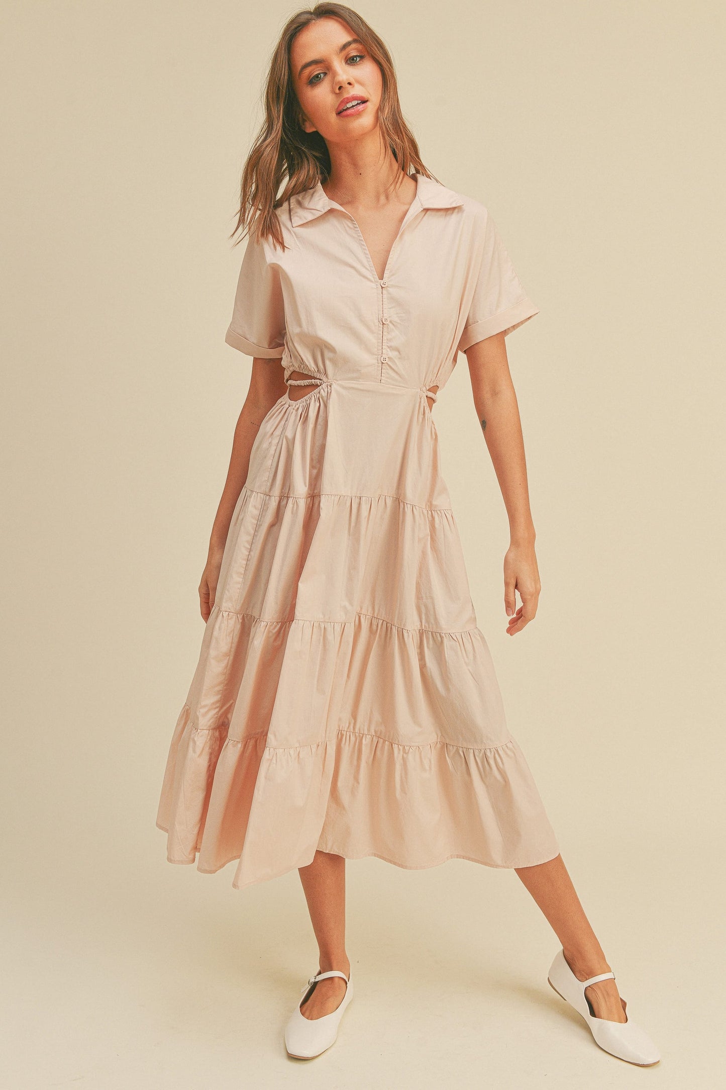 Open Waist Short Sleeve Dress