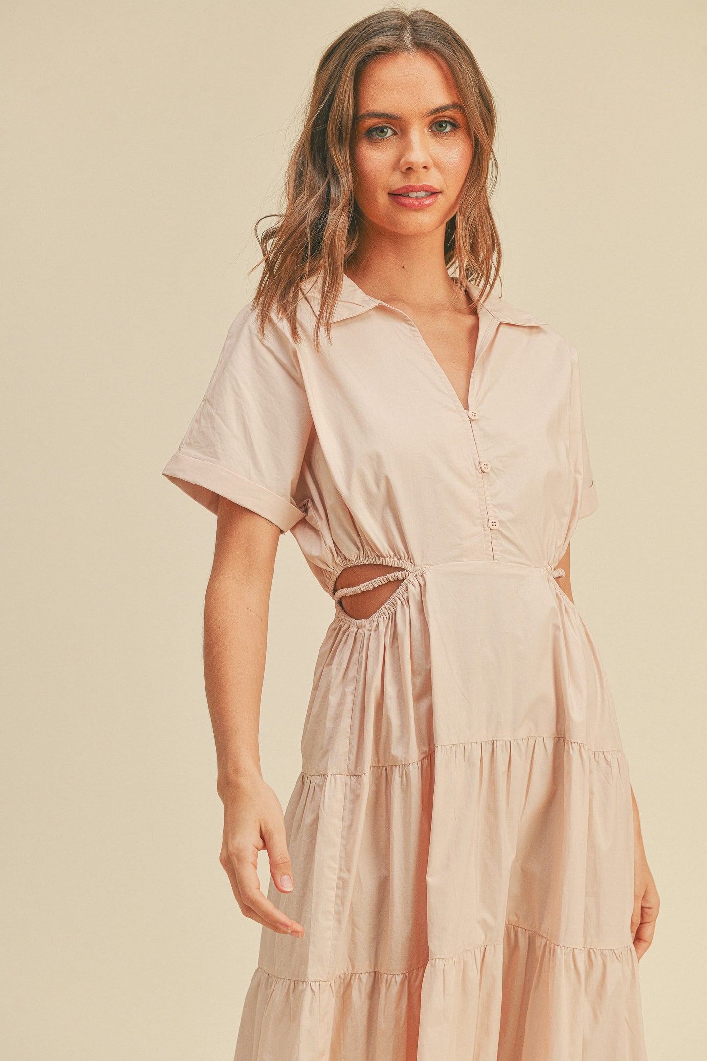 Open Waist Short Sleeve Dress