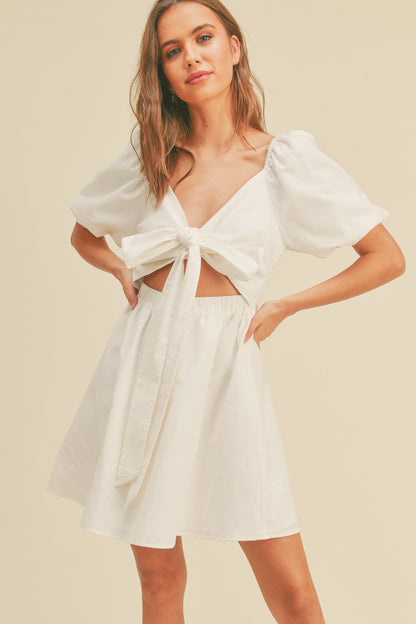 Over Wrap Puffy Sleeve Romper