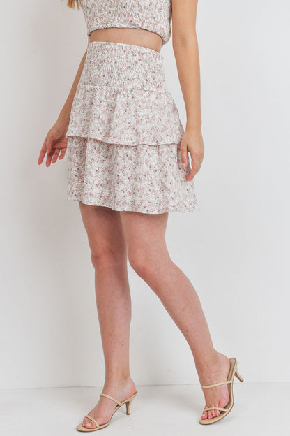 Smocking Waist Two Layer Skirt