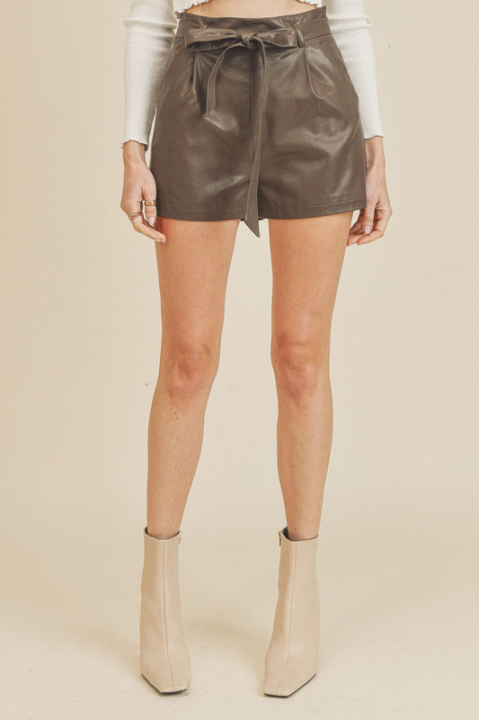 Pleather Belted Short