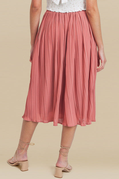 Elastic Waist Pleated Skirt