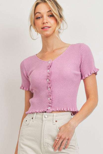 Rib Knit Button Up Tee